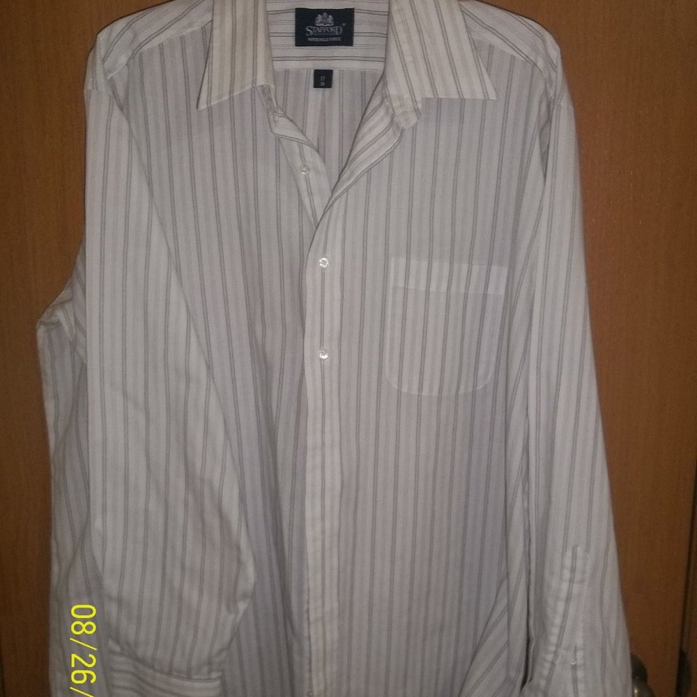 Stafford white/stripe dress shirt size17/36